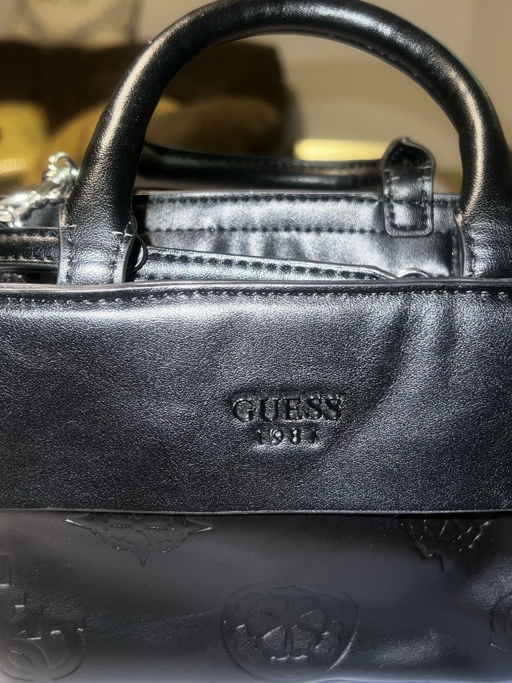 Guess Black Embossed Logo Tote